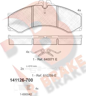 R Brake RB1126-700 - Bremžu uzliku kompl., Disku bremzes autodraugiem.lv