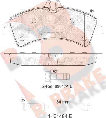 R Brake RB1849-203 - Bremžu uzliku kompl., Disku bremzes autodraugiem.lv