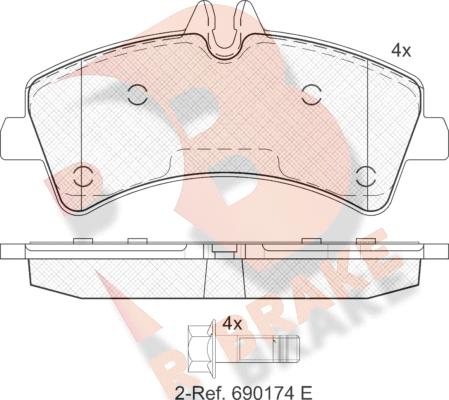 R Brake RB1849 - Bremžu uzliku kompl., Disku bremzes autodraugiem.lv