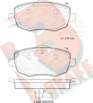 R Brake RB1845 - Bremžu uzliku kompl., Disku bremzes autodraugiem.lv