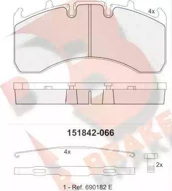 R Brake RB1842 - Bremžu uzliku kompl., Disku bremzes autodraugiem.lv