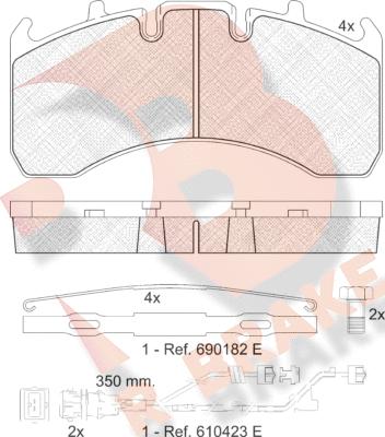 R Brake RB1842-122 - Bremžu uzliku kompl., Disku bremzes autodraugiem.lv