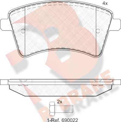 R Brake RB1854 - Bremžu uzliku kompl., Disku bremzes autodraugiem.lv