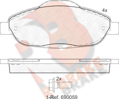 R Brake RB1851 - Bremžu uzliku kompl., Disku bremzes autodraugiem.lv