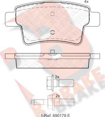 R Brake RB1853 - Bremžu uzliku kompl., Disku bremzes autodraugiem.lv