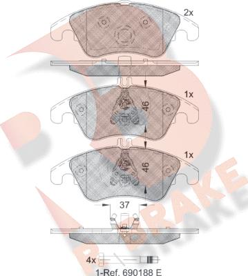 R Brake RB1865 - Bremžu uzliku kompl., Disku bremzes autodraugiem.lv