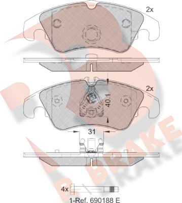 R Brake RB1862-203 - Bremžu uzliku kompl., Disku bremzes autodraugiem.lv