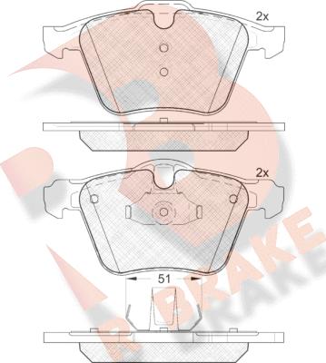 R Brake RB1805 - Bremžu uzliku kompl., Disku bremzes autodraugiem.lv