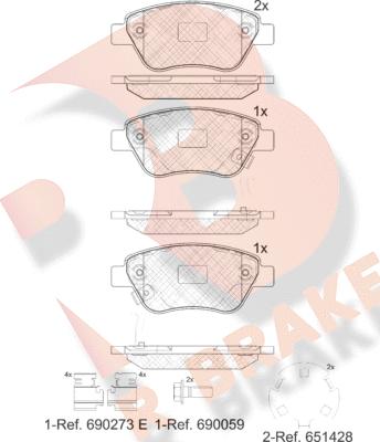 R Brake RB1810-203 - Bremžu uzliku kompl., Disku bremzes autodraugiem.lv