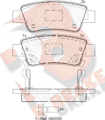 R Brake RB1888 - Bremžu uzliku kompl., Disku bremzes autodraugiem.lv