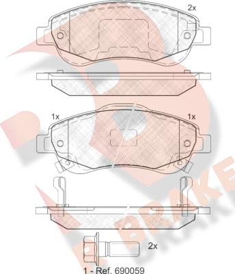 R Brake RB1887 - Bremžu uzliku kompl., Disku bremzes autodraugiem.lv