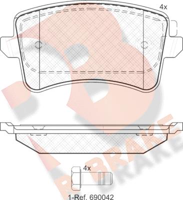 R Brake RB1835 - Bremžu uzliku kompl., Disku bremzes autodraugiem.lv