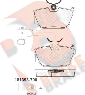 R Brake RB1393-700 - Bremžu uzliku kompl., Disku bremzes autodraugiem.lv