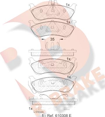 R Brake RB1392 - Bremžu uzliku kompl., Disku bremzes autodraugiem.lv