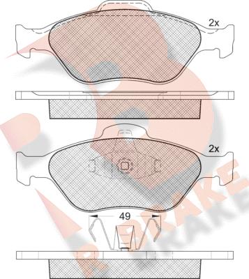 R Brake RB1343 - Bremžu uzliku kompl., Disku bremzes autodraugiem.lv