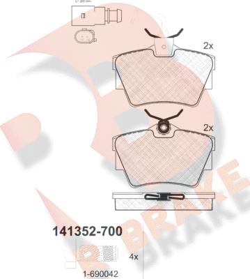 R Brake RB1352-700 - Bremžu uzliku kompl., Disku bremzes autodraugiem.lv