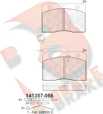 R Brake RB1357 - Bremžu uzliku kompl., Disku bremzes autodraugiem.lv