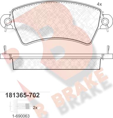 R Brake RB1365-702 - Bremžu uzliku kompl., Disku bremzes autodraugiem.lv