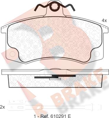 R Brake RB1308 - Bremžu uzliku kompl., Disku bremzes autodraugiem.lv