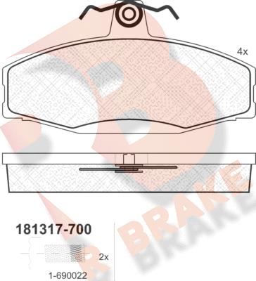 R Brake RB1317-700 - Bremžu uzliku kompl., Disku bremzes autodraugiem.lv