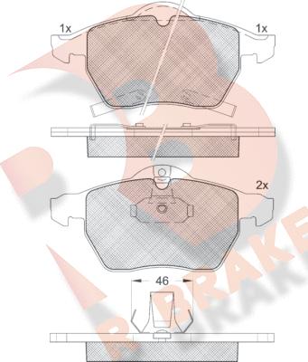 R Brake RB1383 - Bremžu uzliku kompl., Disku bremzes autodraugiem.lv