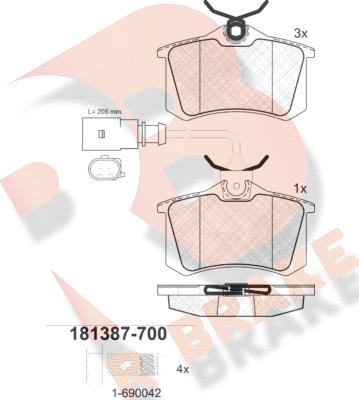 R Brake RB1387-700 - Bremžu uzliku kompl., Disku bremzes autodraugiem.lv