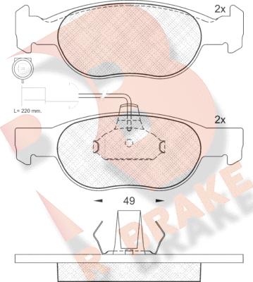 R Brake RB1242 - Bremžu uzliku kompl., Disku bremzes autodraugiem.lv