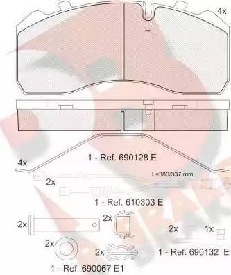 R Brake RB1254-120 - Bremžu uzliku kompl., Disku bremzes autodraugiem.lv