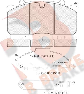 R Brake RB1253-120 - Bremžu uzliku kompl., Disku bremzes autodraugiem.lv