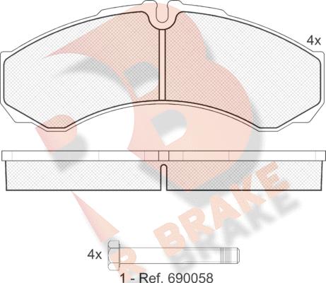 R Brake RB1208 - Bremžu uzliku kompl., Disku bremzes autodraugiem.lv