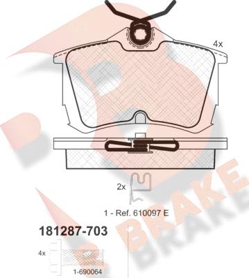 R Brake RB1287-703 - Bremžu uzliku kompl., Disku bremzes autodraugiem.lv