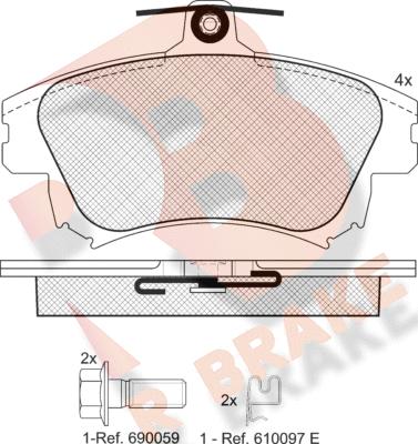 R Brake RB1236-208 - Bremžu uzliku kompl., Disku bremzes autodraugiem.lv