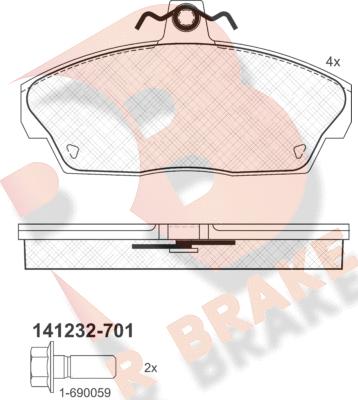 R Brake RB1232-701 - Bremžu uzliku kompl., Disku bremzes autodraugiem.lv