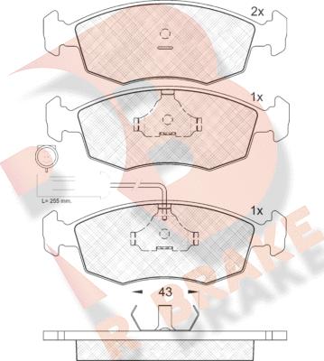 R Brake RB1227 - Bremžu uzliku kompl., Disku bremzes autodraugiem.lv