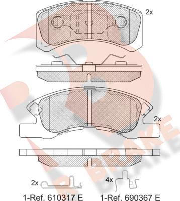 R Brake RB1701-208 - Bremžu uzliku kompl., Disku bremzes autodraugiem.lv