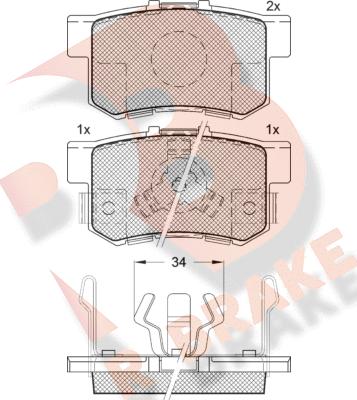 R Brake RB1718 - Bremžu uzliku kompl., Disku bremzes autodraugiem.lv