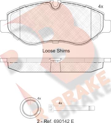 R Brake RB1786 - Bremžu uzliku kompl., Disku bremzes autodraugiem.lv