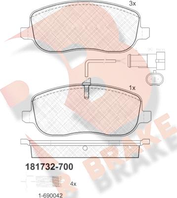 R Brake RB1732-700 - Bremžu uzliku kompl., Disku bremzes autodraugiem.lv