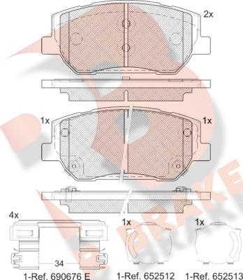 R Brake RB2441 - Bremžu uzliku kompl., Disku bremzes autodraugiem.lv