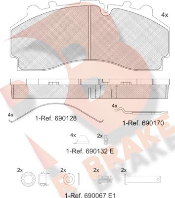 R Brake RB2456-066 - Bremžu uzliku kompl., Disku bremzes autodraugiem.lv