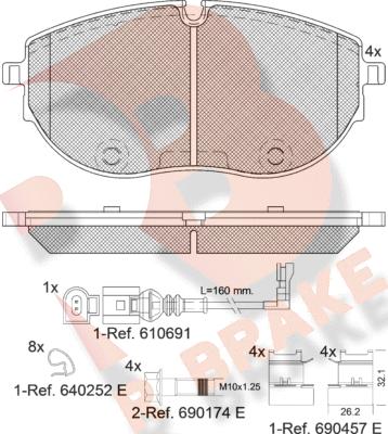 R Brake RB2401 - Bremžu uzliku kompl., Disku bremzes autodraugiem.lv