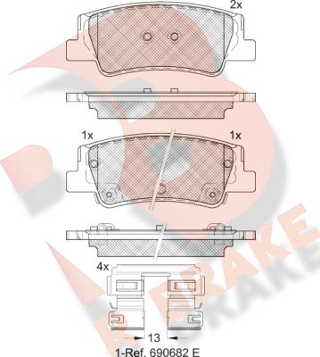 R Brake RB2413 - Bremžu uzliku kompl., Disku bremzes autodraugiem.lv