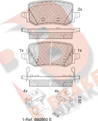 R Brake RB2421 - Bremžu uzliku kompl., Disku bremzes autodraugiem.lv