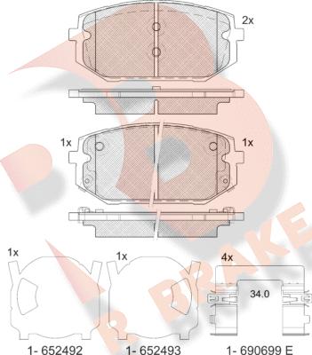 R Brake RB2473 - Bremžu uzliku kompl., Disku bremzes autodraugiem.lv