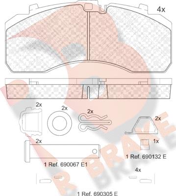 R Brake RB2091-066 - Bremžu uzliku kompl., Disku bremzes autodraugiem.lv