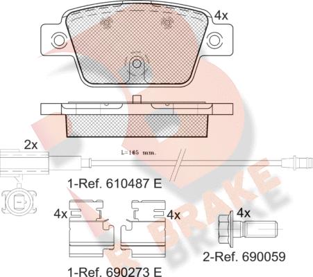 R Brake RB2043 - Bremžu uzliku kompl., Disku bremzes autodraugiem.lv