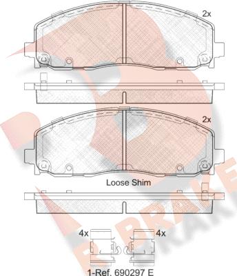 R Brake RB2054 - Bremžu uzliku kompl., Disku bremzes autodraugiem.lv