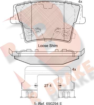 R Brake RB2069 - Bremžu uzliku kompl., Disku bremzes autodraugiem.lv