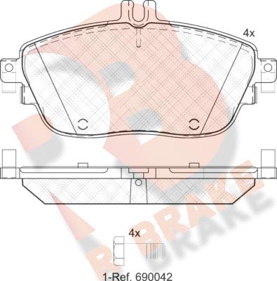 R Brake RB2061 - Bremžu uzliku kompl., Disku bremzes autodraugiem.lv