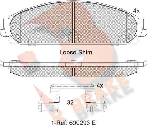 R Brake RB2068 - Bremžu uzliku kompl., Disku bremzes autodraugiem.lv